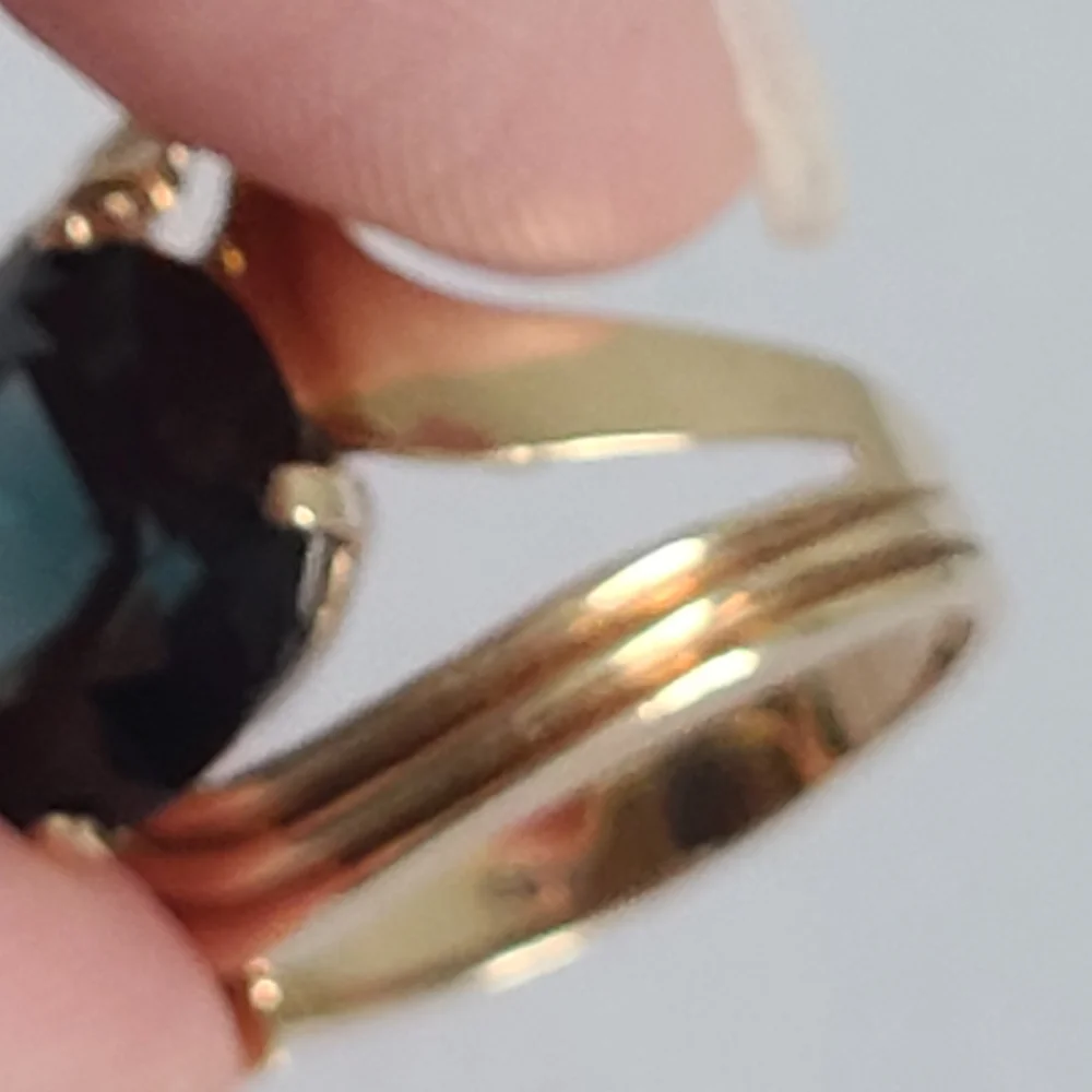 Vintage Bold Luxury 10K Gold Green Tourmaline Greco Roman Leaf Statement Ring - Picture 9 of 10